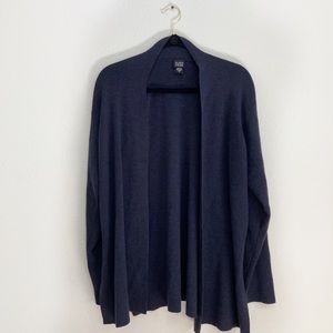 Eileen Fisher Blue Black Wool Open Cardigan L